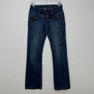 Industrial Cotton Bootcut Jeans Women 5 Blue Y2K Low Rise Flare Denim Embroidery